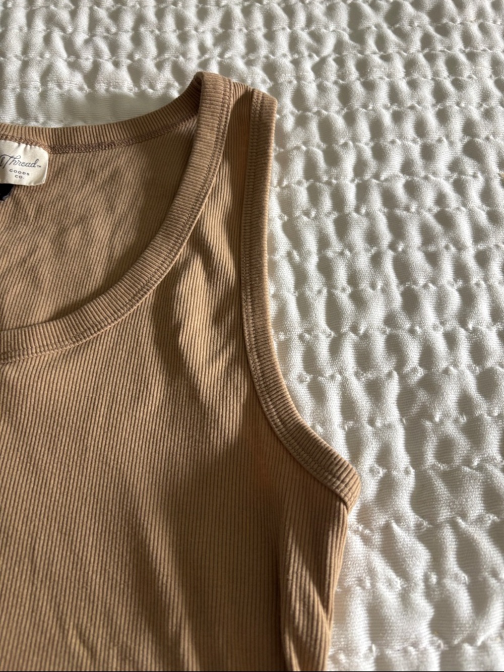 Universal Thread Ribbed Tank Top - Tan Cropped - Picture 3 of 4